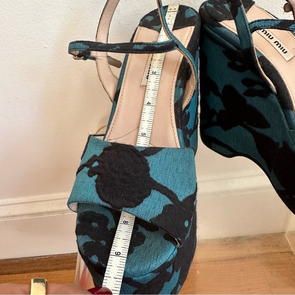 Miu Miu Brocade Platform Wedge Sandals 37 - Picture 5 of 7